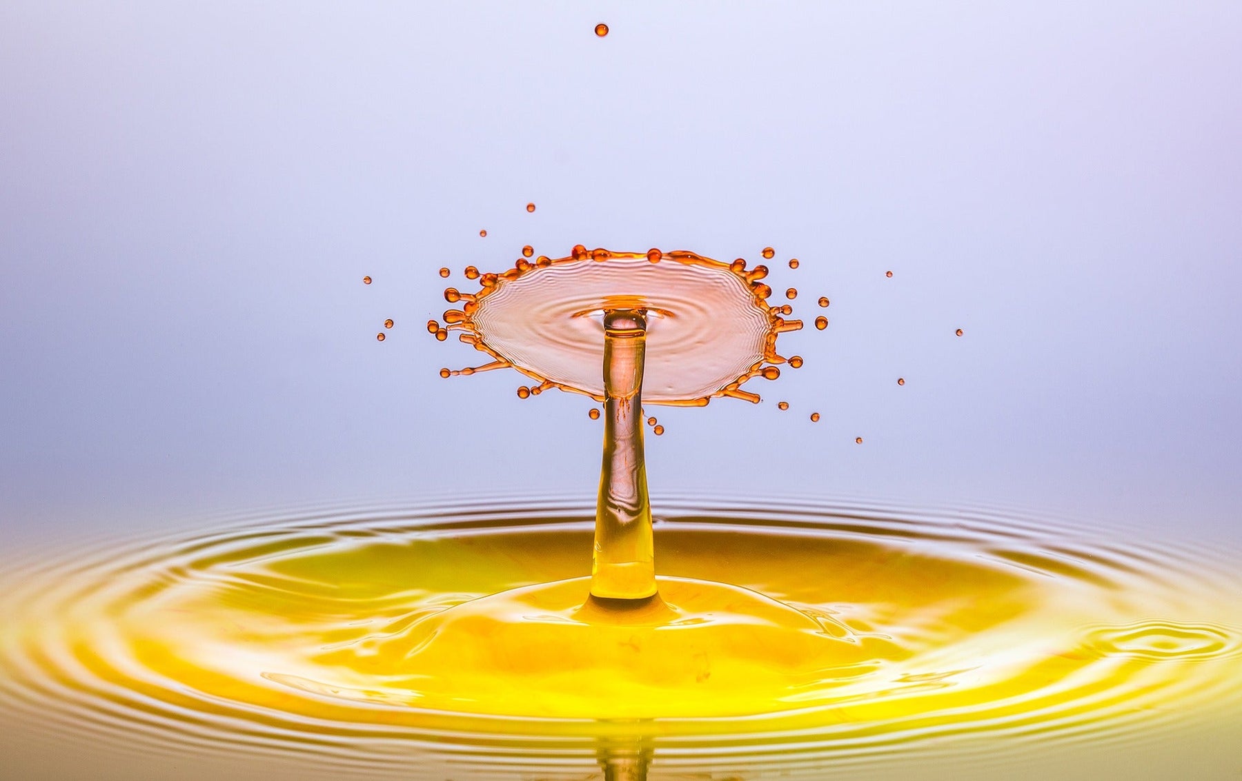 Liquid dropping creating a yellow splash
