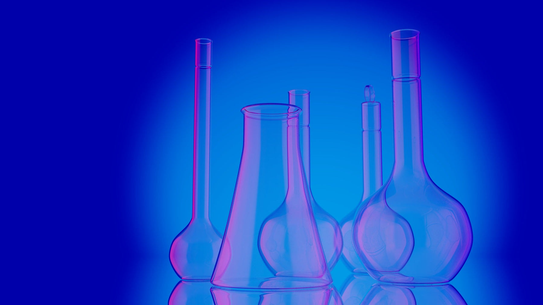 Cartoon laboratory glasses on a blue screen