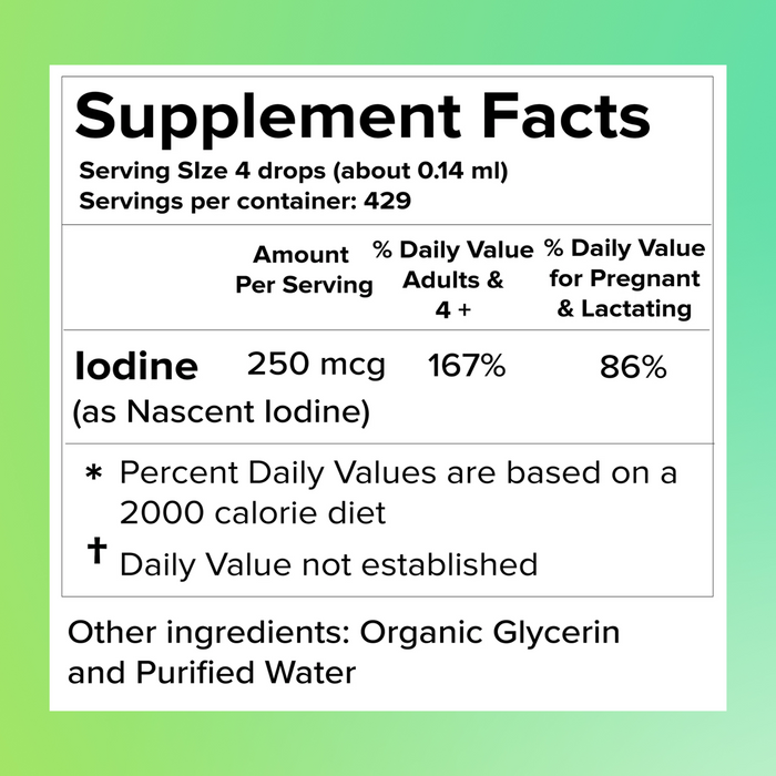 Organic Nascent Vegan Iodine Liquid Drops 250 mcg