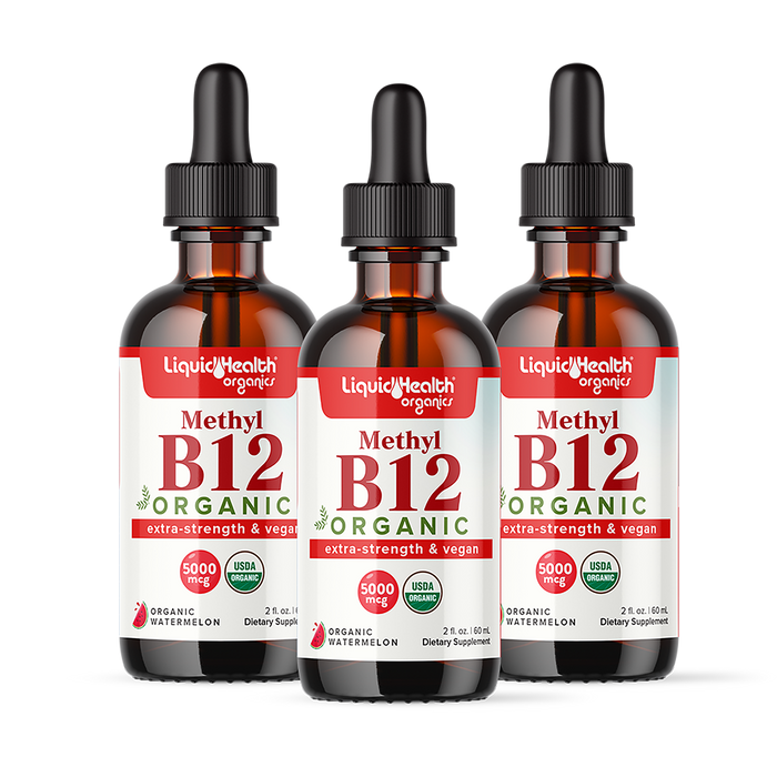 Organic Vitamin B12, Pure Methyl B12 Drops, Extra Strength & Vegan 5,000 mcg