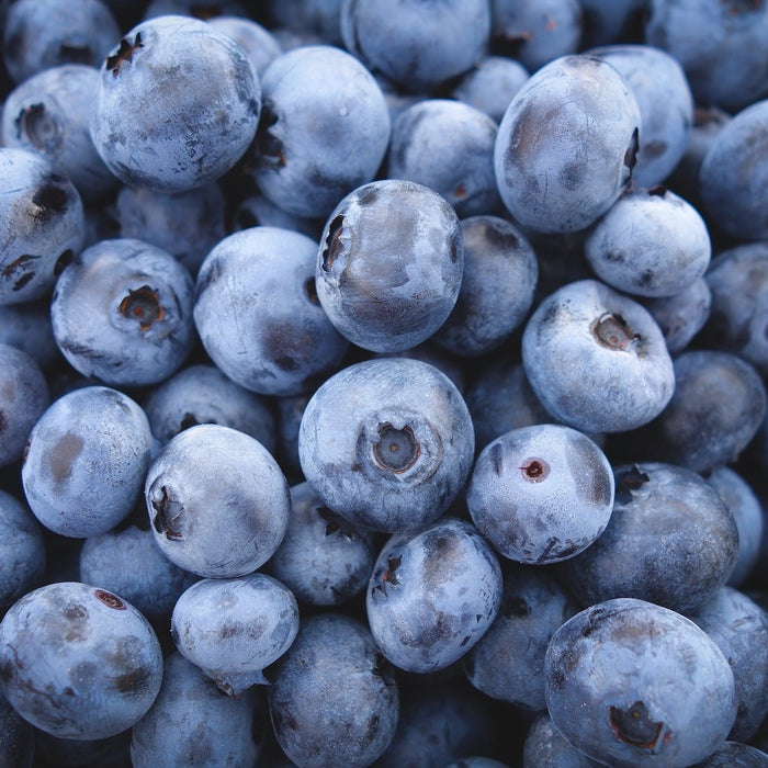 Fresh blueberries piled together