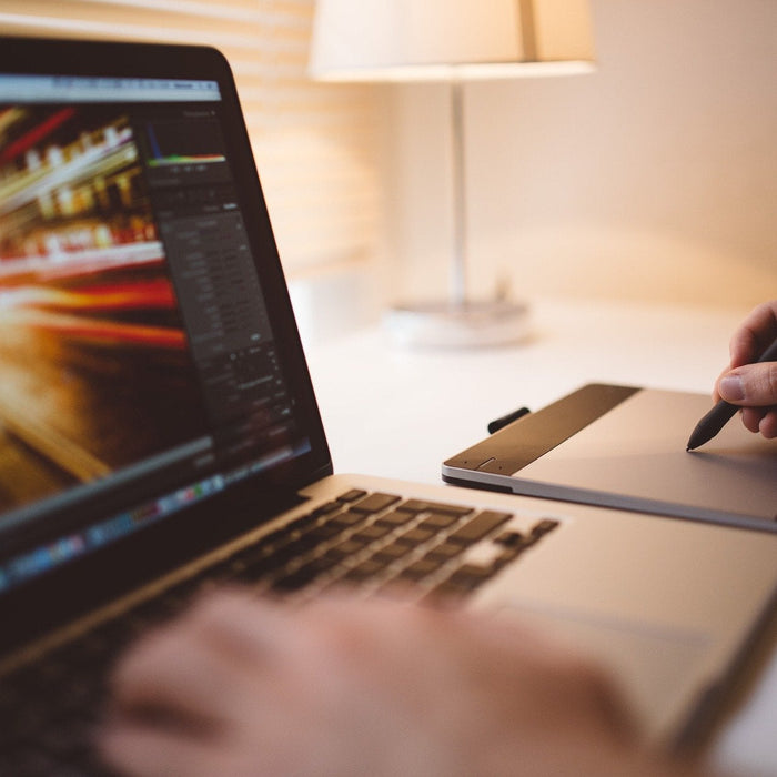 Man working on a modern laptop