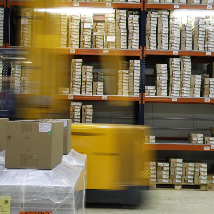 Packages on shelf