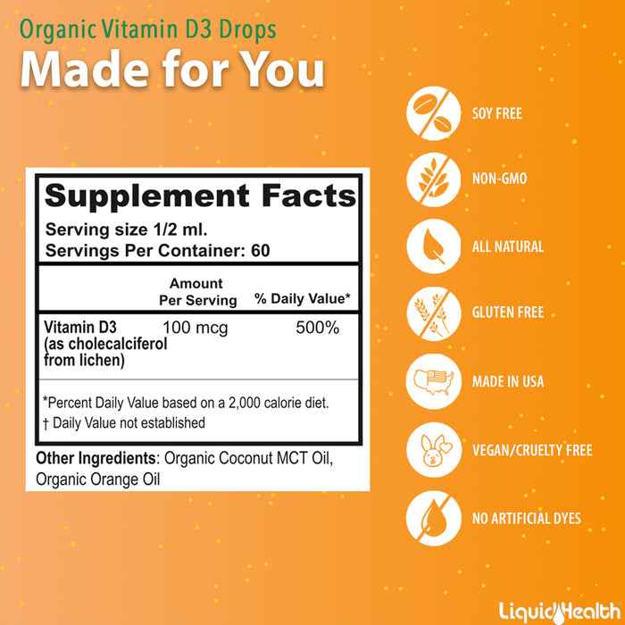 Organic Vegan Vitamin D3 Liquid Drops