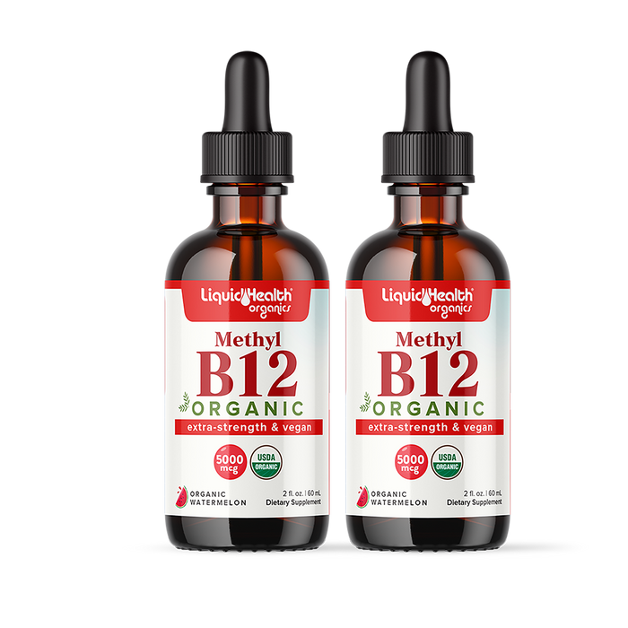 Organic Vitamin B12, Pure Methyl B12 Drops, Extra Strength & Vegan 5,000 mcg