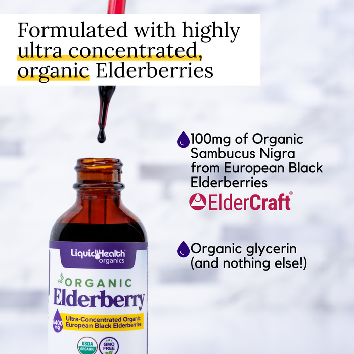 Organic Elderberry Drops, 6400 mg | Immune Support Liquid Vitamin Supplement